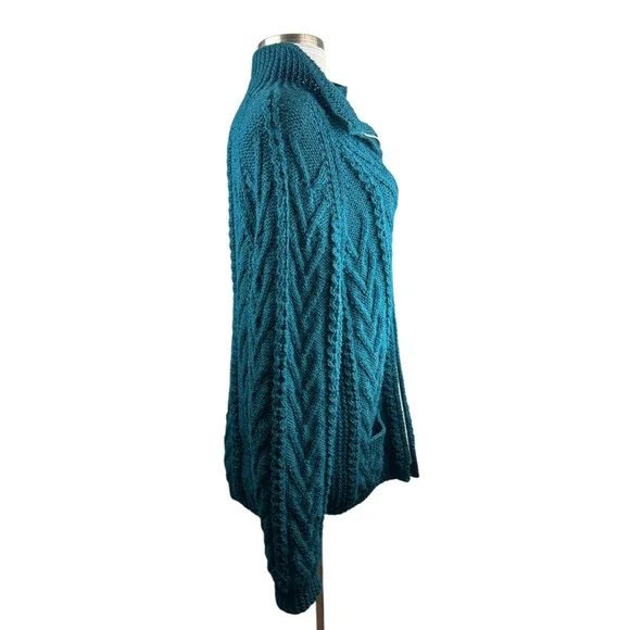 An Irish Traditional Handknit Cardigan Fisherman Sweater Pure New Wool Ireland - Picture 4 of 16